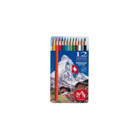 Caran d'ache crayons de couleur prismalo, étui métal de 18