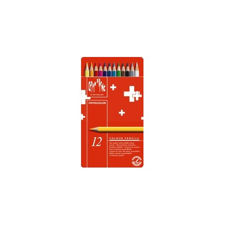 Caran d'ache crayons de couleur swisscolor, étui métal de 12