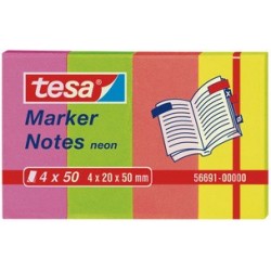 Tesa index repositionnables, couleurs néons, 50 x 20 mm