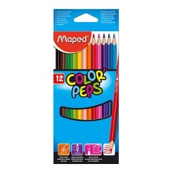 Maped crayons couleur color'peps, triangulaire, étui de 6 en