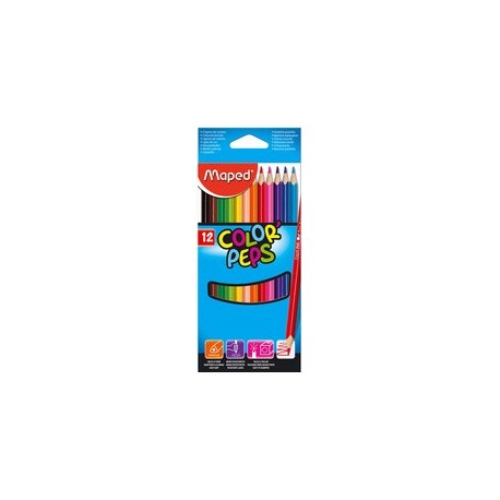 Maped crayons couleur color'peps, triangulaire, étui de 6 en