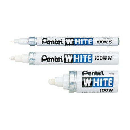Pentel marqueur permanent blanc x100w, pointe ogive - 2,2 mm