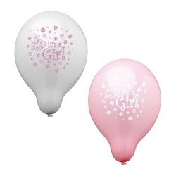 Papstar luftballons "it's a girl", rosa/weiß sortiert