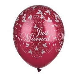 Papstar luftballons "just married", elfenbein metallic