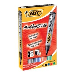 Bic marqueur permanent 2000, pointe ogive, étui de 4,