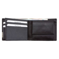 Alassio porte-monnaie, format italien, cuir, noir