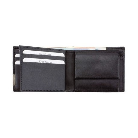 Alassio porte-monnaie, format italien, cuir, noir
