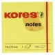 Kores notes repositionnables "jaune", 50 x 75 mm, uni, jaune