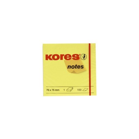 Kores notes repositionnables "jaune", 50 x 75 mm, uni, jaune