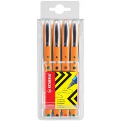 Stabilo stylo roller worker fine, étui de 4