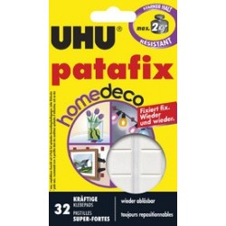 Uhu pastilles adhésives patafix homedeco, détachable, blanc