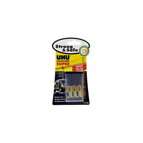 Uhu colle instantanée super strong & safe minis, 3 tubes de