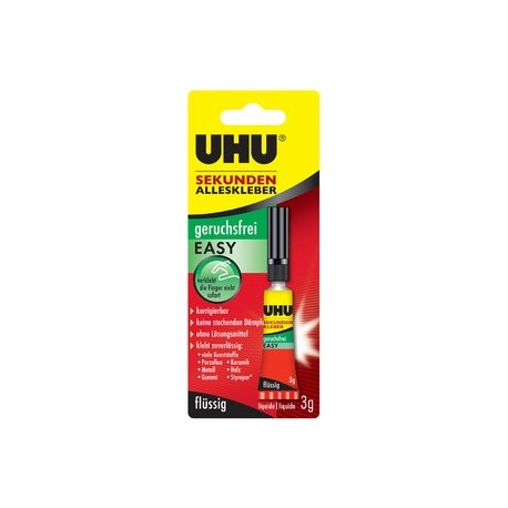 Uhu colle instantanée easy, sans solvants, tube de 3 g