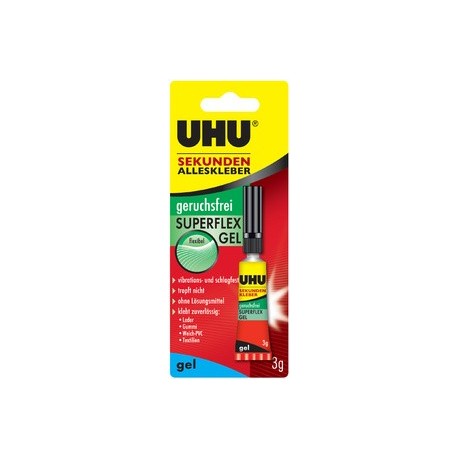 Uhu colle instantanée superflex gel, tube de 3 g