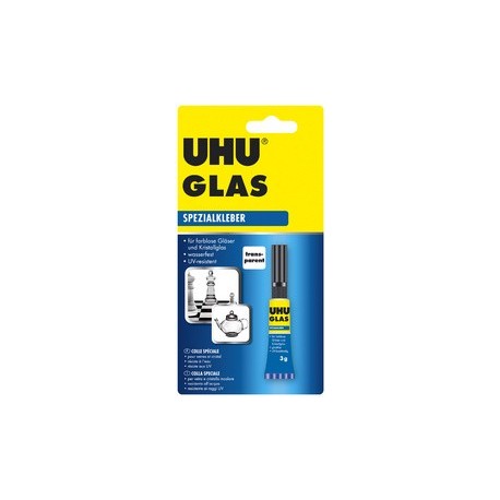 Uhu colle spéciale glas, 3 g dans un tube, transparente