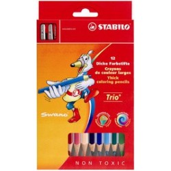 Stabilo crayon de couleur triangulaire trio, épais, étui en