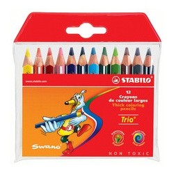 Stabilo crayon de couleur triangulaire trio épais, court,