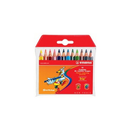 Stabilo crayon de couleur triangulaire trio épais, court,