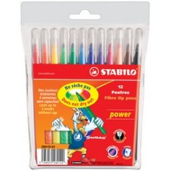 Stabilo feutre power, rond, étui en carton de 12