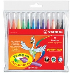 Stabilo feutre power max, rond, étui en carton de 12