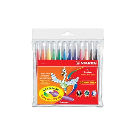 Stabilo feutre power max, rond, étui en carton de 12