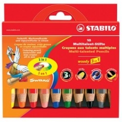 Stabilo crayon multifonctions woody 3 en 1, étui carton de