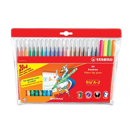 Stabilo feutre trio a-z, étui en carton de 24