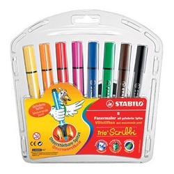 Stabilo feutre trio scribbi, étui en carton de 8