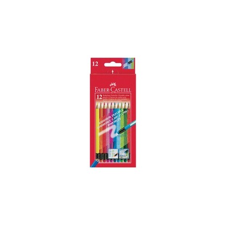 Faber-castell crayons couleur effacables, étui carton de 12,