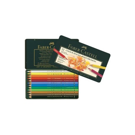 Faber-castell crayons de couleur polychromos, étui en métal